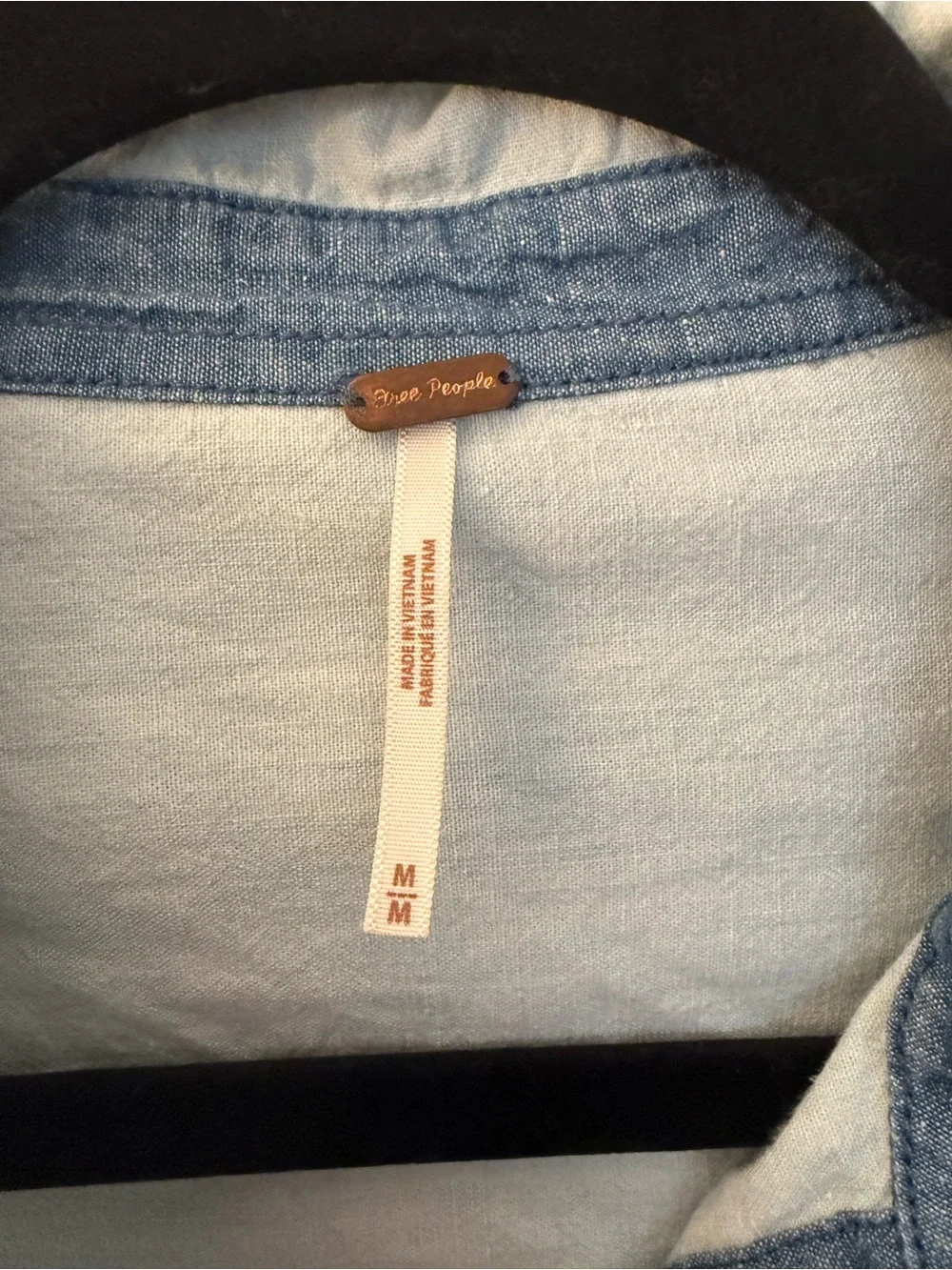 Free People Bandana Bandit Chambray shirt with embroidered stars. Size M